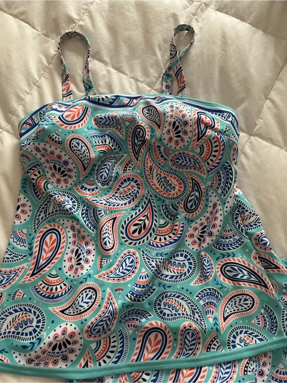 Turquoise Paisley Two-Piece Swim Set - Picture 6 of 15